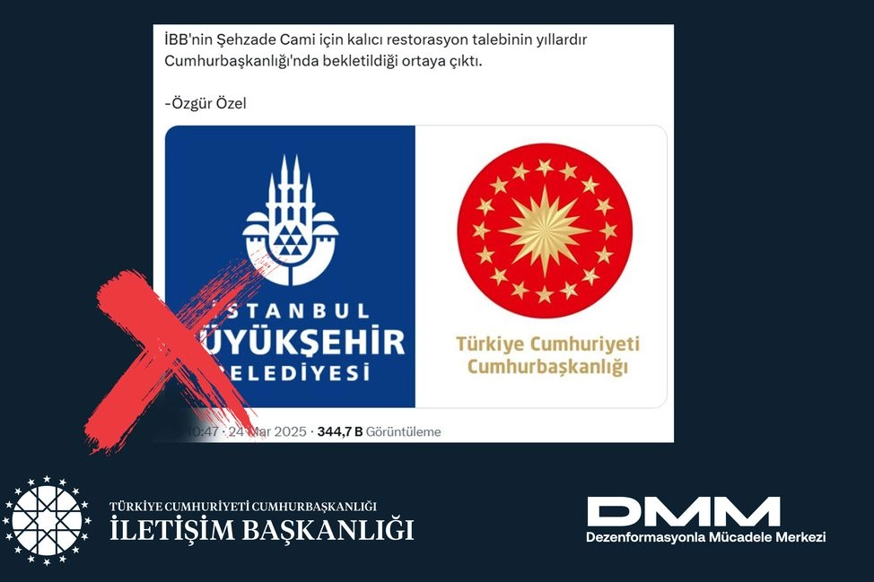 Bazı sosyal medya hesaplarından paylaşılan, “İBB’nin Şehzade Camii için kalıcı