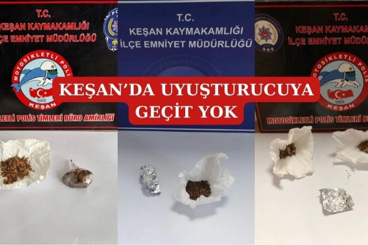 Edirne’nin Keşan ilçesinde uyuşturucu madde ile mücadele kapsamında Emniyet Müdürlüğü’ne