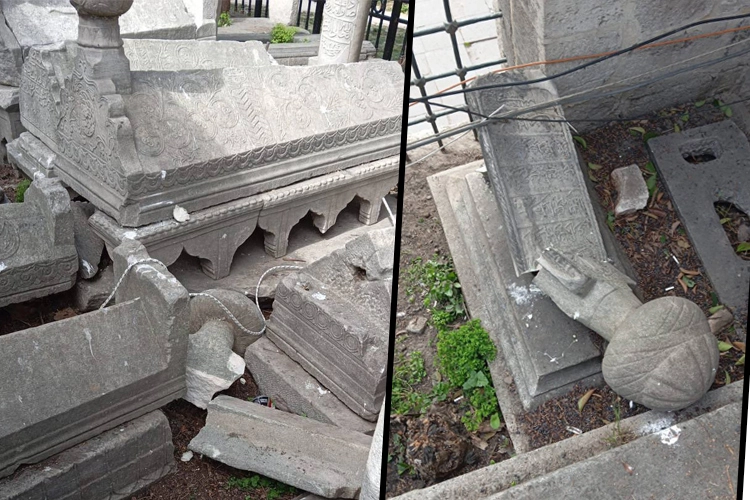 İstanbul Büyükşehir Belediyesi’nin karşısındaki Şehzadebaşı Camii haziresinde bulunan tarihi mezarların