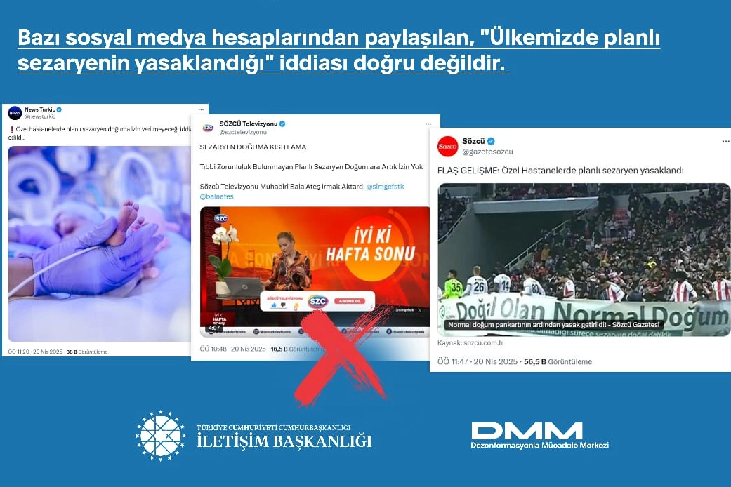 Bazı sosyal medya hesaplarından paylaşılan, Türkiye’de planlı sezaryenin yasaklandığı iddiasının