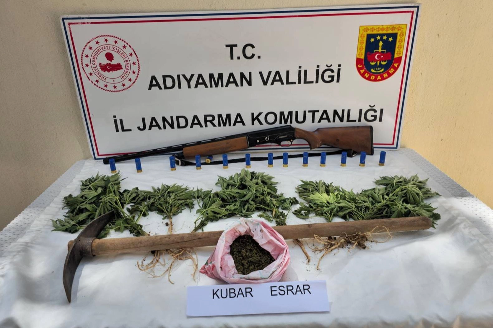 Adıyaman Jandarması, uyuşturucu ve ruhsatsız silah operasyonu yaptı.Bir şahsın evinde