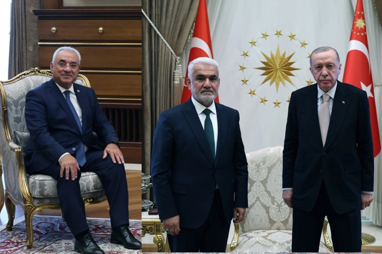 Cumhurbaşkanı Recep Tayyip Erdoğan, Cumhurbaşkanlığı Külliyesi’nde Demokratik Sol Parti (DSP)
